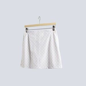 Classic Cream Checkerboard A-Line golf Skirt